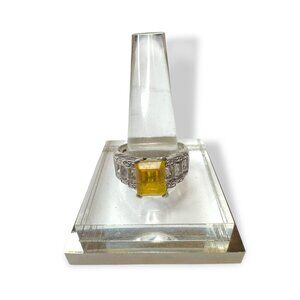 STS Sterling Silver Citrine White Tourmaline Ring Size 11.5